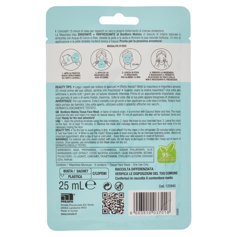 Malizia Bon Bons Aqua pop maschera viso in tessuto 25 mL